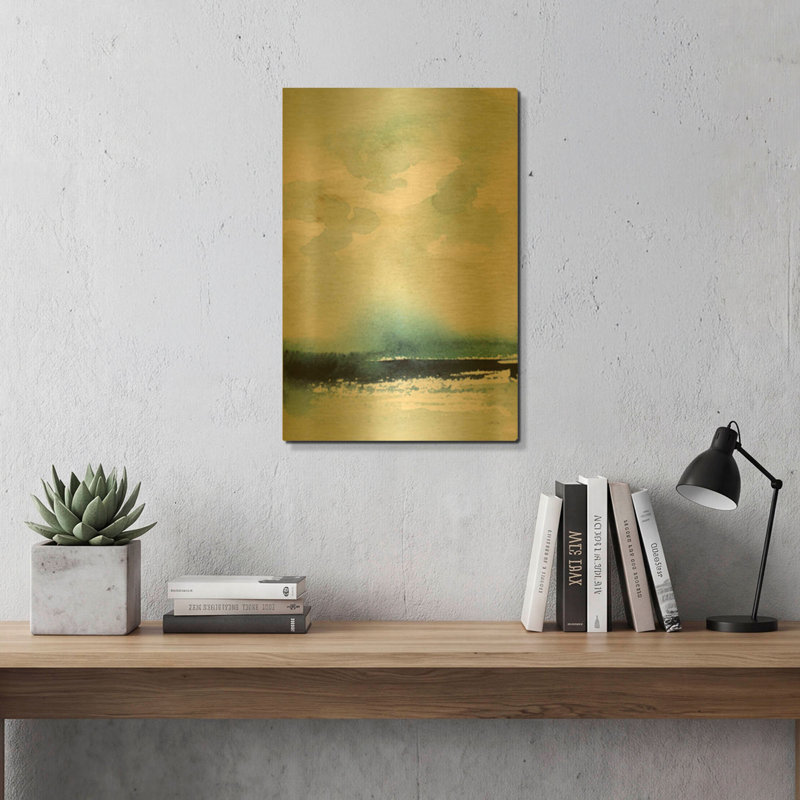 «Seascape» par Katrina Pete, art mural en métal doré, 16 po x 24 po, 16 po x 24 po