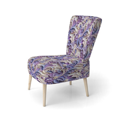 Purple Lavender Persian Paisleys - Upholstered Boho Side Chair, Purple Accent Chair