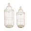 S / 2 lanternes de cage à oiseaux en fer blanc vieilli avec sommiers fleuris, L: 10,5 x 10,5 x 26,5 po; S: 9 x 9 x 22,5 po