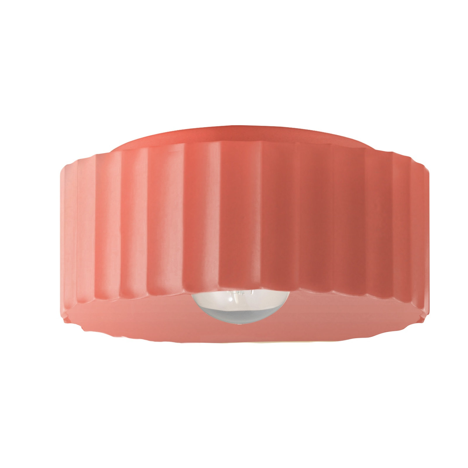 Colgate Single Light Ceramic Flush Mount, Gloss Blush, 6.5" H x 13" W x 13" D