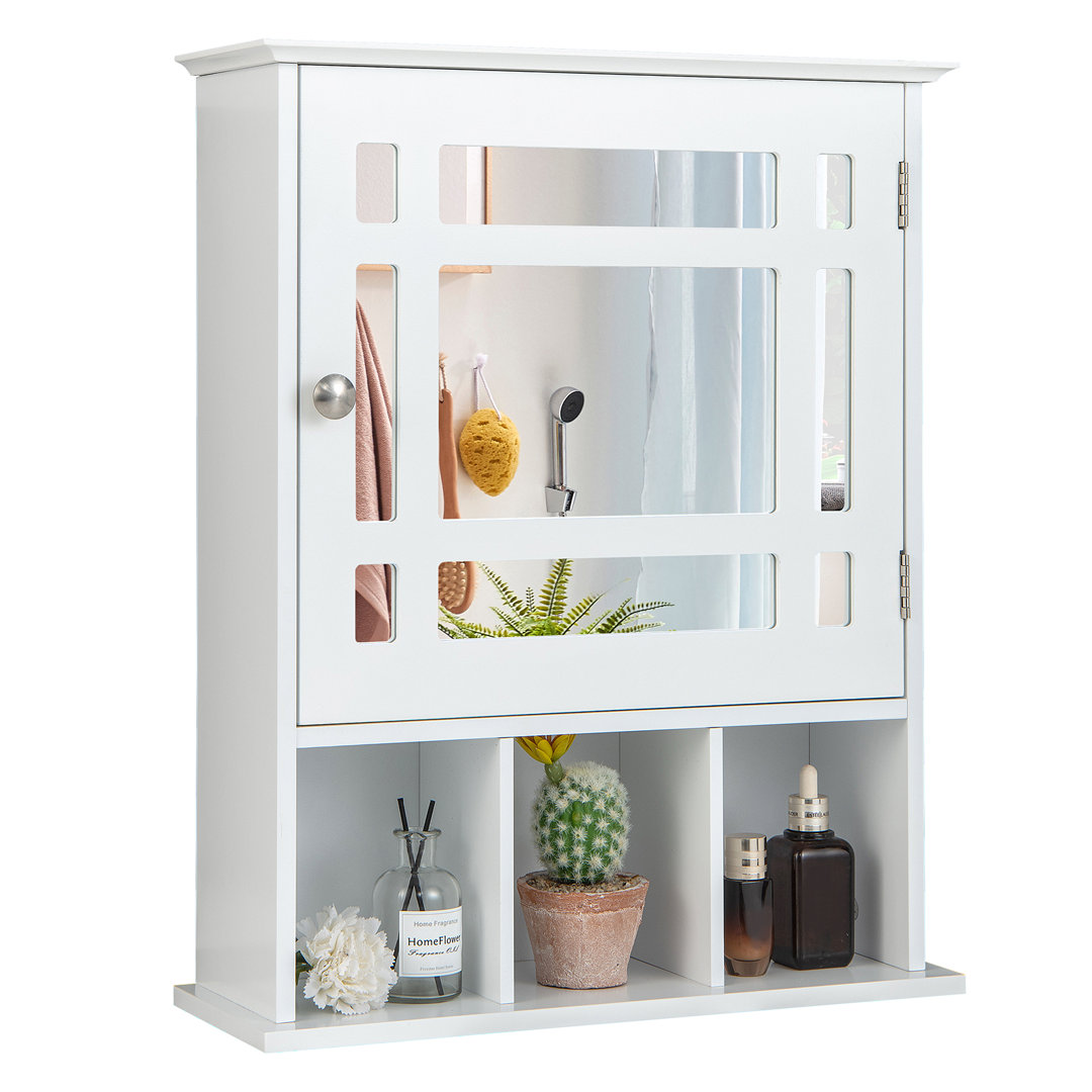 Porcelli 480mm W 600mm H Surface Framed Medicine Cabinet Mirror 4 Adjustable