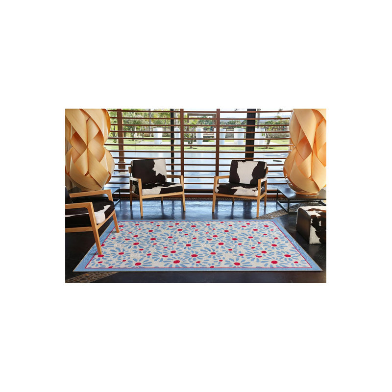 Tapis décoratif multicolore à motif floral rouge lavable à la machine, Rectangle 3 pi 3 po x 4 pi 11 po