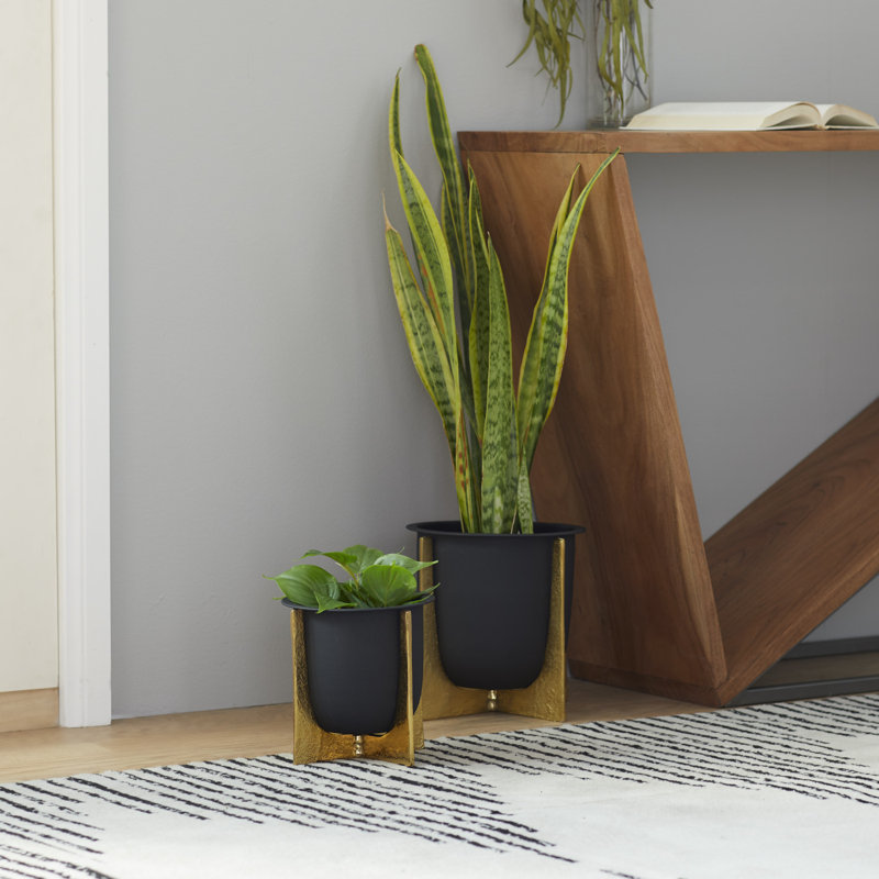 Ensemble de cache-pots en aluminium 2 pièces Bauerle