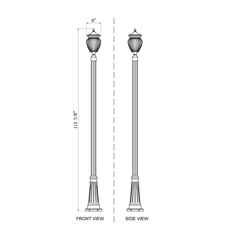 Davina 3 Light Outdoor Post Mounted Fixture in Black