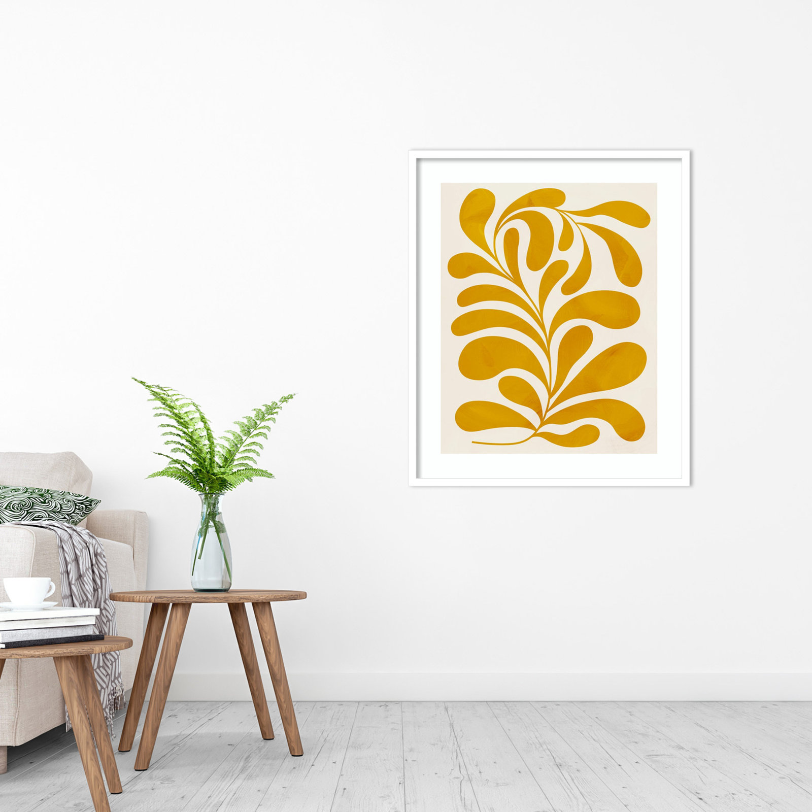 Lomi "Goldenrod II" Print by Grace Popp, 33" H x 28" W x 1" D, White