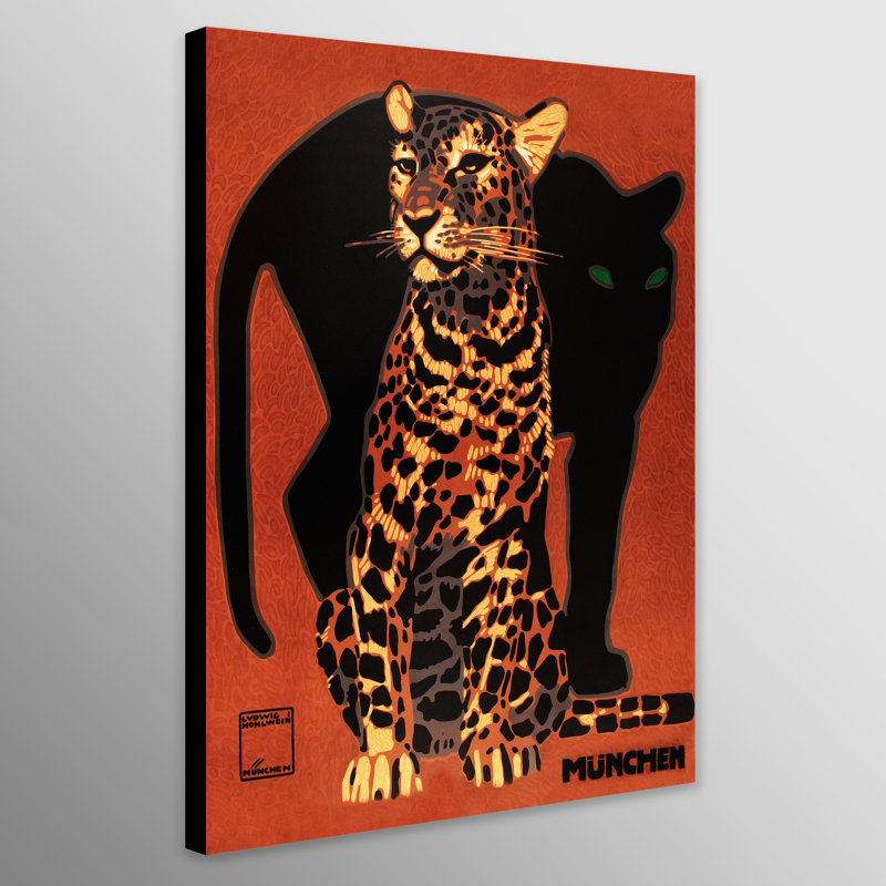 Panther Leopard - Munich Zoo by Ludwig Hohlwein - Wrapped Canvas Art Prints, 117cm H x 81cm W