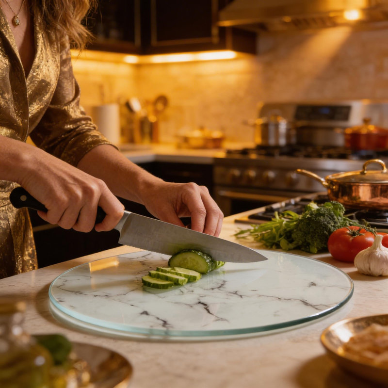 Harbour Housewares - Round Glass Chopping Board