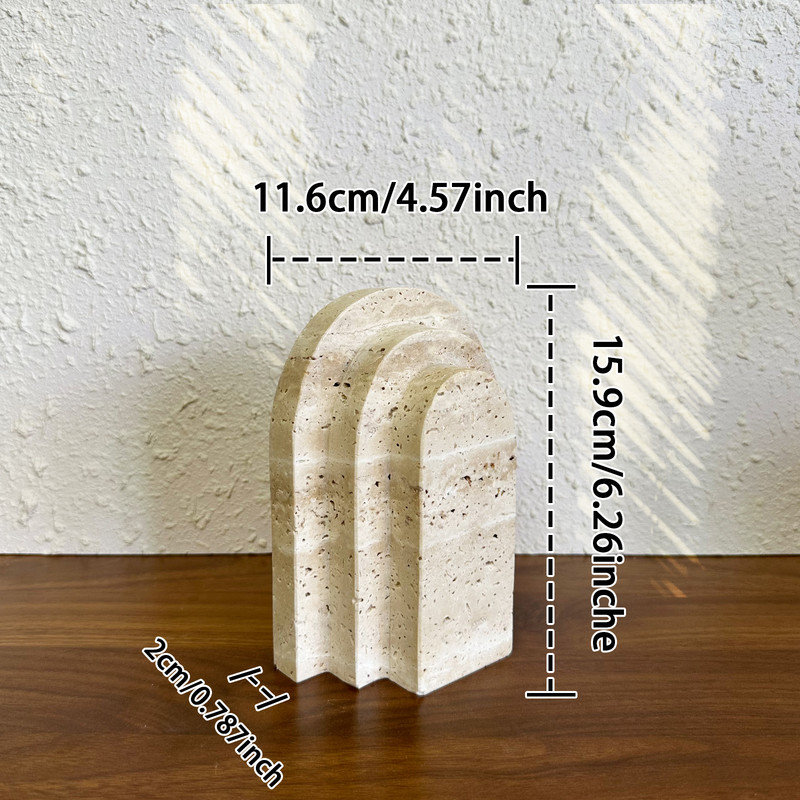 1 Piece Arched Travertine Collingswood - Natural Stone Shelf Divider and Decor for Living Room, Study, Single Piece