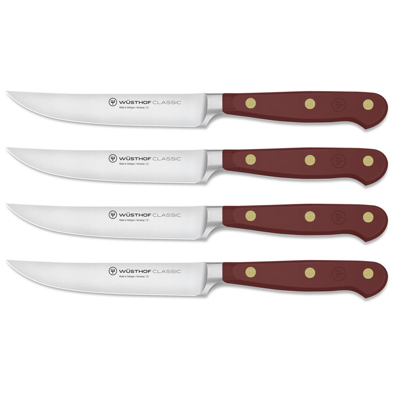WÜSTHOF Classic Color Coral Peach 4 Piece Steak Knife Set, Tasty Sumac