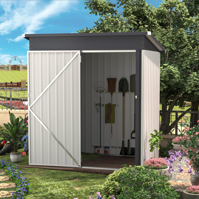 5 Ft. W x 3 Ft. D Metal Lean-To Garden Shed, White