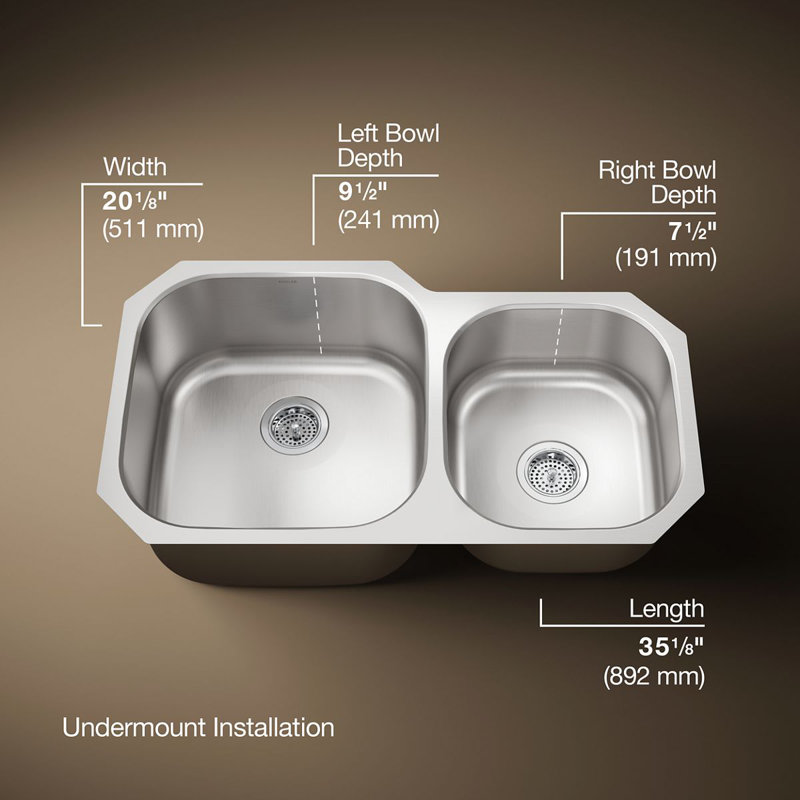 Évier de cuisine encastré L 35-1 / 8 po x l 20-1 / 8 po