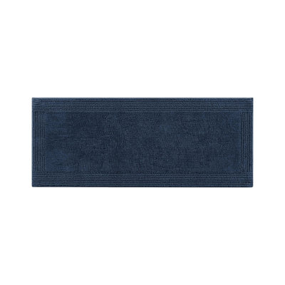 1 Pcs 24X72" Navy 3000 Gsm 100% Cotton Reversible Bath Rug, Medium Pile, Superior Construction And Easy To Maintain Care
