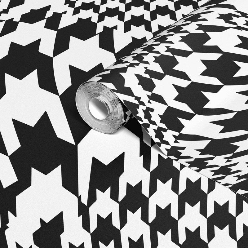 Warped Houndstooth Wallpaper, Black/White