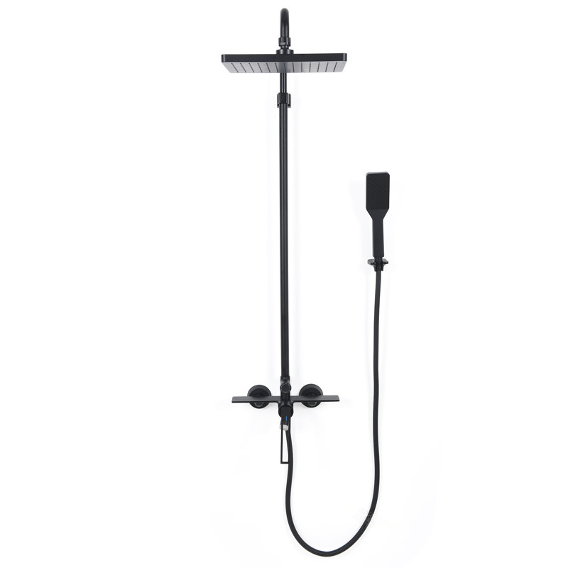 Wall Mounted Compete Shower System With Rough-In Valve, Matte Black
