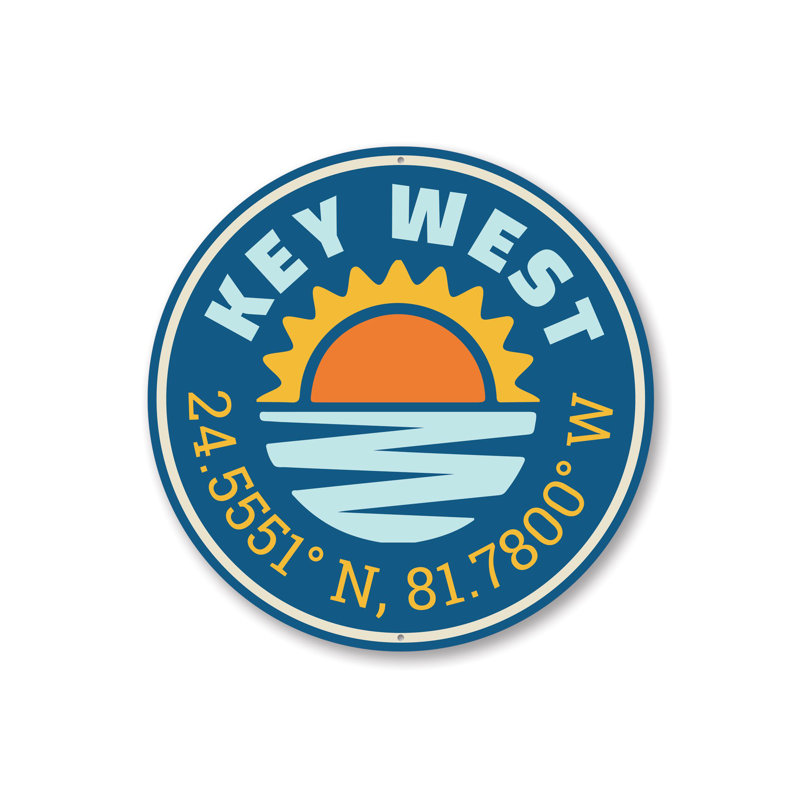 Enseigne en aluminium Key West Sunset, H 18 po x l 18 po x P 0,06 po