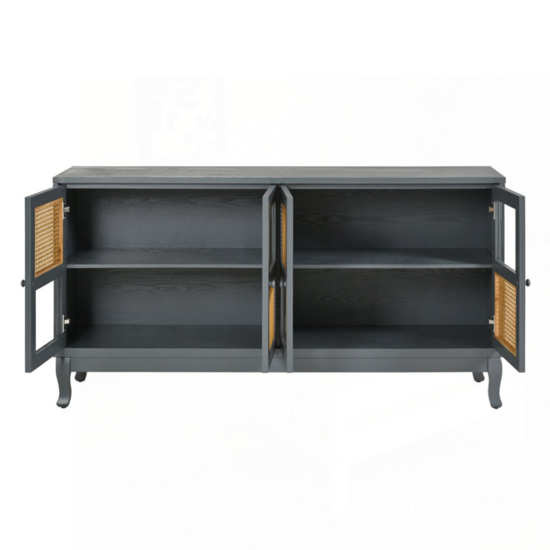 Buffet polyvalent à 4 portes avec rangement abondant pour différentes pièces, Gris foncé antique