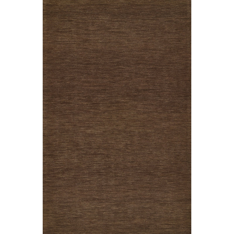Tapis brun en laine touffeté à la main de couleur unie Ebern Designs, Rectangle 3 pi 6 po x 5 pi 6 po