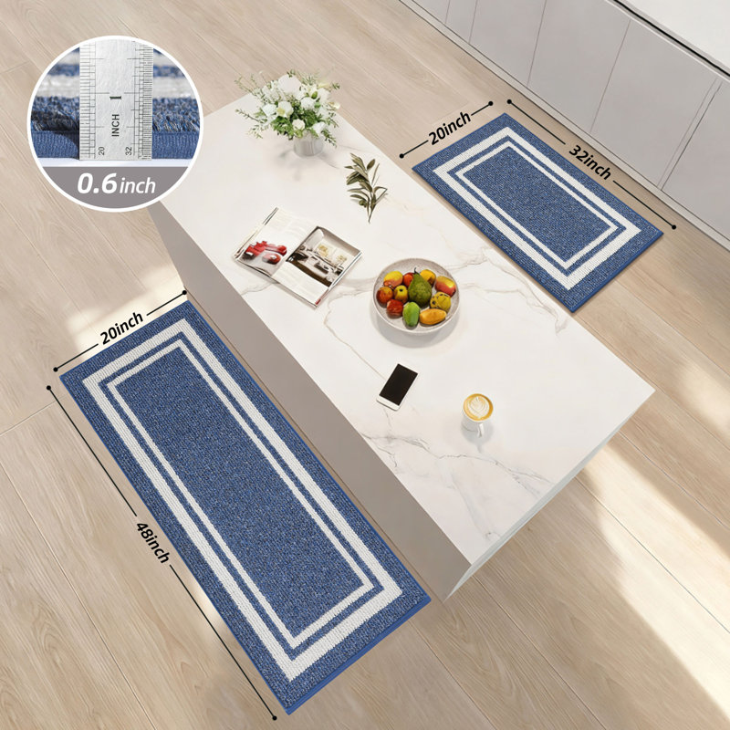 Caylon Kitchen Mat with Non-Slip Backing, 2-Piece Kitchen Rugs Super Absorbent & Machine Washable - Dirt-Resistant Mat for Kitchen, Laundry Room, Entryway