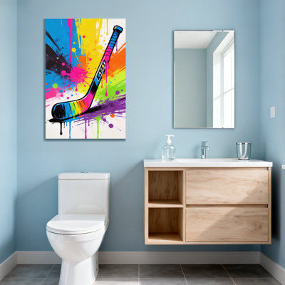 Abstract Colourful Hockey Stick With Paint Splashes