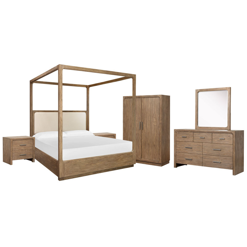 Très grand lit tapissier avec commode Hien, Très grand