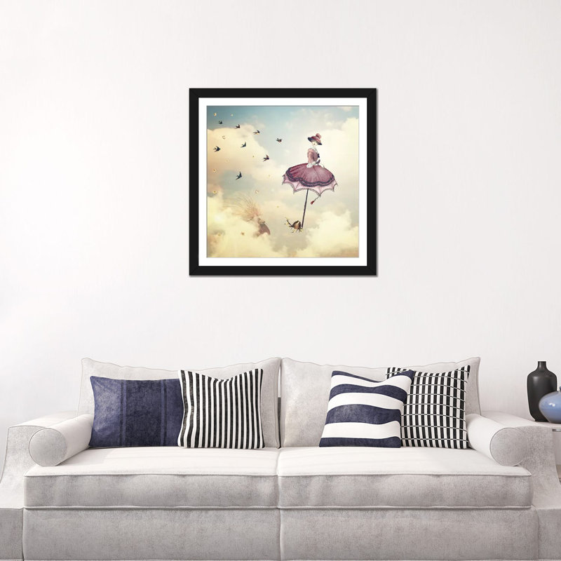 «Rain Lady», impression sur toile, H 24 po x l 24 po x P 1 po, Papier d'art encadré noir, Blanc