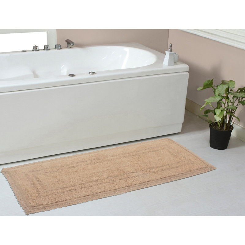 Opulent Absorbent Cotton Soft Bath Rug, Linen, 21" W x 54" L