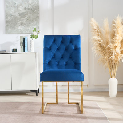 Luxury Tufted Velvet Dining Chair With Gold Frame