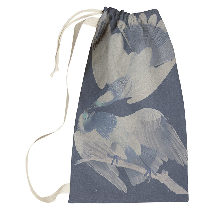 Maciejewski Fabric Laundry Bag with Handles, Large (76.5" H x 29.5" W x 1.5" D), Navy Blue