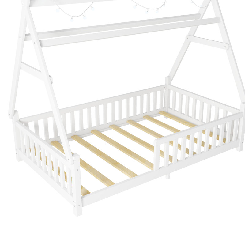 Lit maison multifonctionnel, structure en bois durable, conception moderne adaptée aux enfants