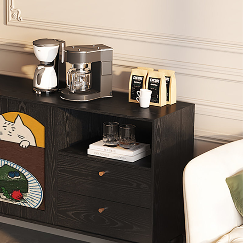 Buffet grande capacité 59,1 po, Noir, noir, noir, noir