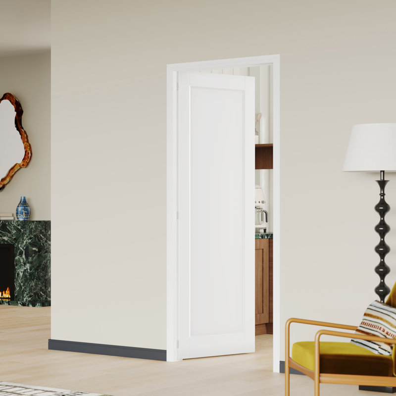 Prehung Door - Porte intérieure simple en panneau de fibres à densité moyenne de style Shaker avec montant réglable et quincaillerie (assemblage requis)