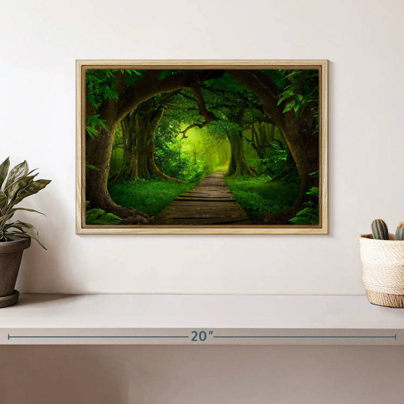 Forêt de fées, Cadre flottant en bois naturel, 13 po x 9 po