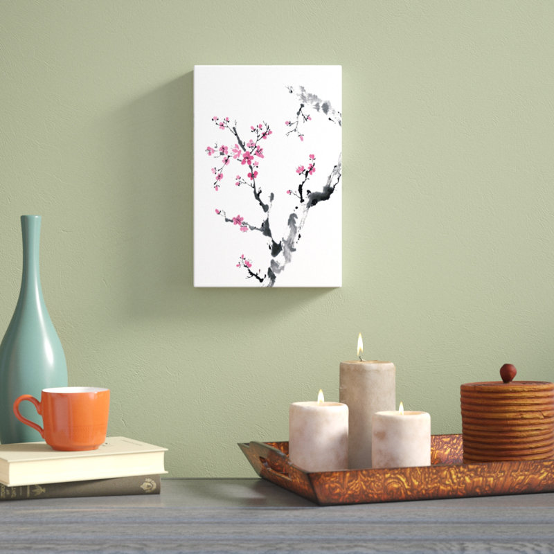 «Plum Blossom Branch II», peinture sur toile, H 12 po x l 8 po