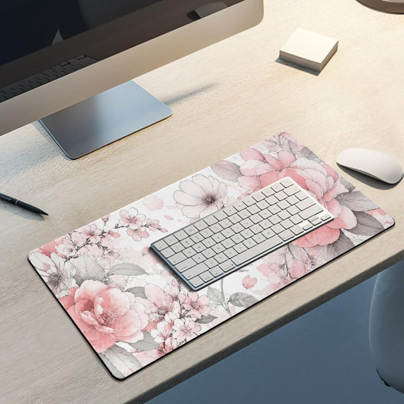 Tapis de souris pour ordinateur de bureau avec passe-partout 11,8 po x 27,6 po antidérapant et doux