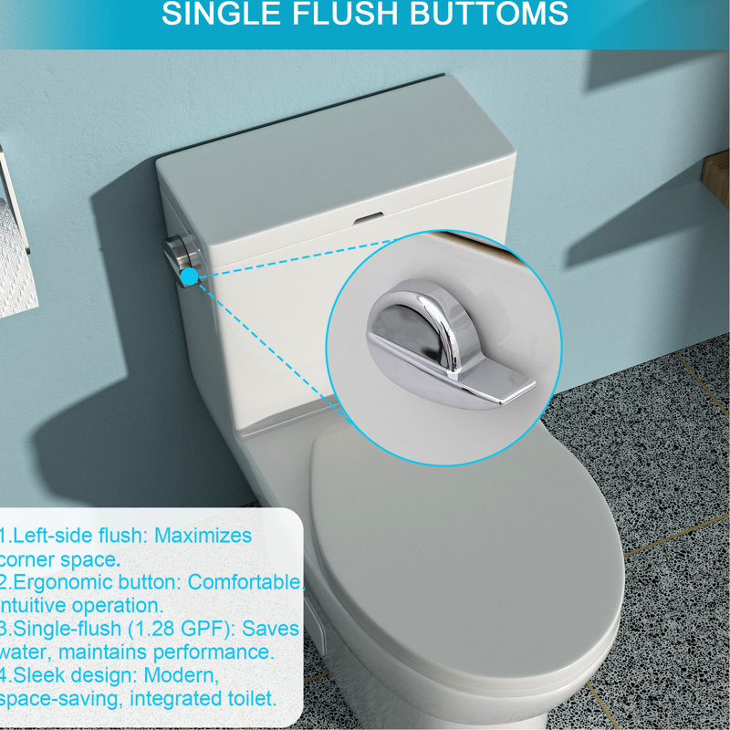 One Piece Ceramic Toilet With Excellent And Efficient Flushing - Soft Close Seat, Siphon Flushing, Low Water Absorption, Fine Smooth Silent Tranquil