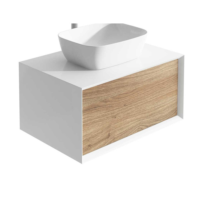 Dane 80cm Bathroom Vanity Base Only, White/Oak
