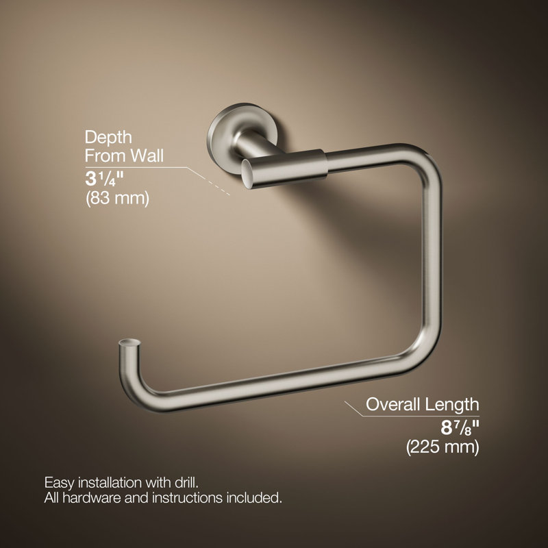 Purist® Wall Mounted Towel Ring for Bathroom, Metal Bathroom Hand Towel Ring, Vibrant Brushed Nickel