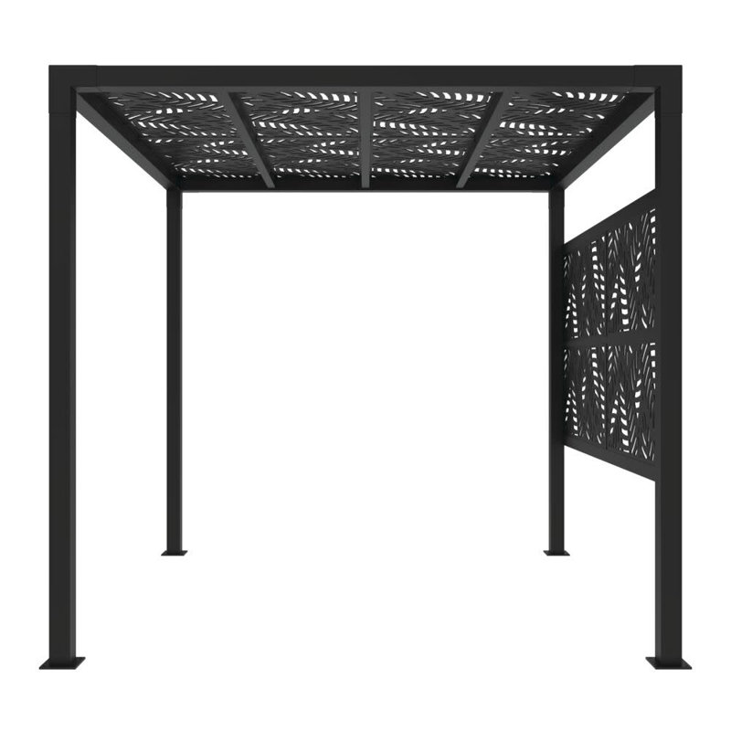 8 Ft. Matte Black Aluminum Pergola with Leaf Canopy