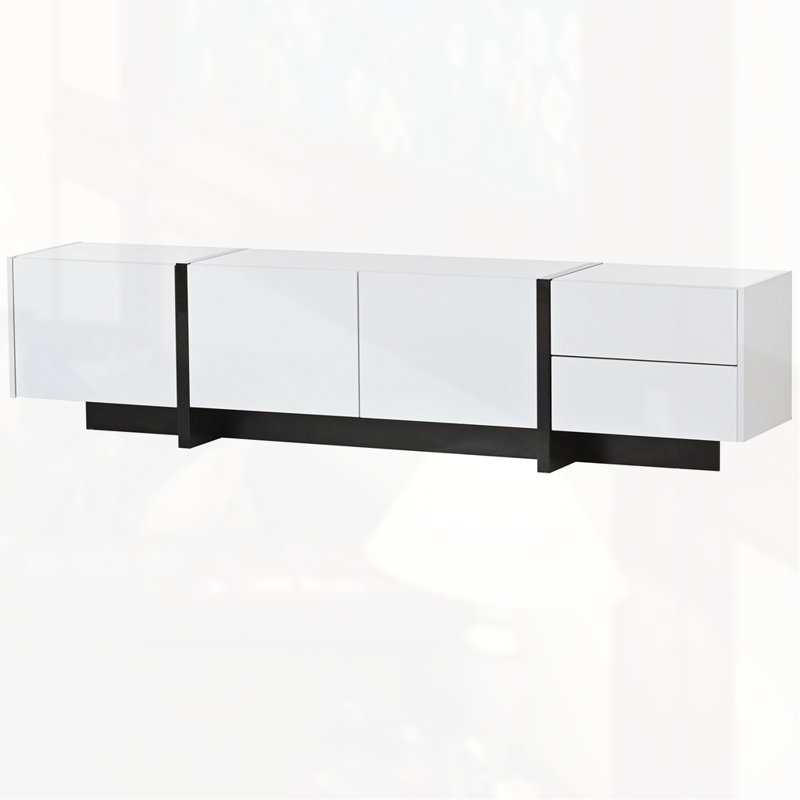 Meuble télé rectangulaire pour téléviseur de 80 po ou moins, Blanc