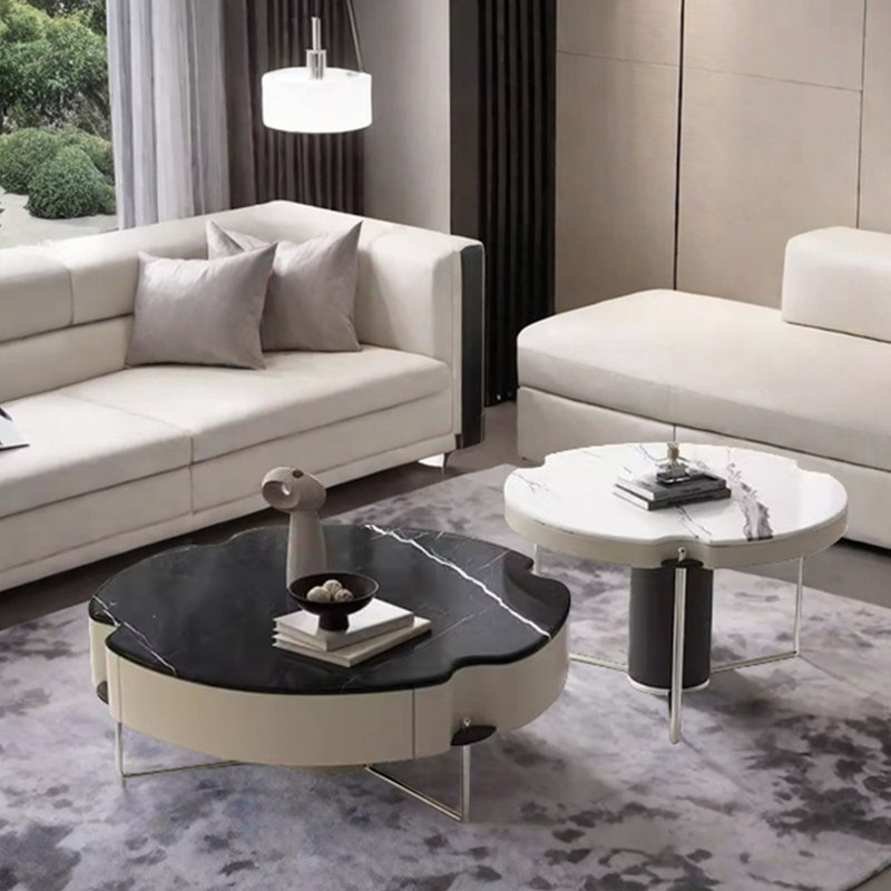 Table basse de luxe Design Sense Light, Argent/Beige