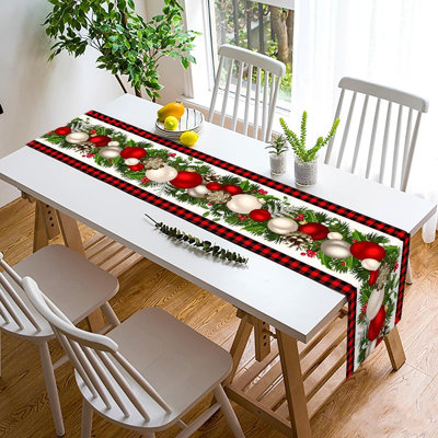 Black And Red Buffalo Check Plaid Christmas Table Runner 72 Inches Long Seasonal Winter Xmas Party Decoration Holiday Home Kitchen Dining Room Decor