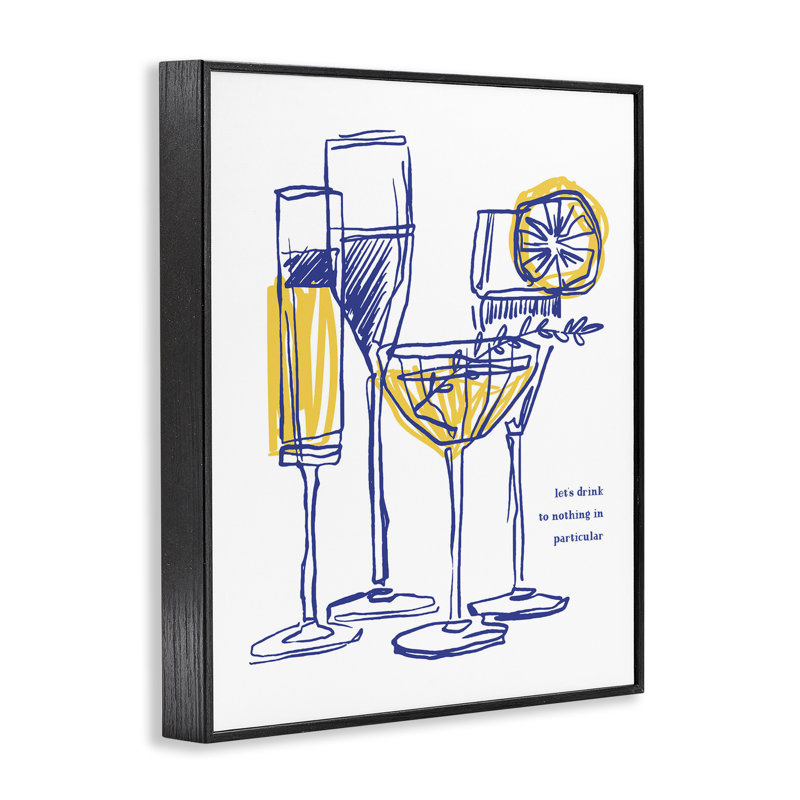 «Let Drink», verres à cocktail abstraits encadrés, estampe numérique, Giclée encadrée noir minuit, H 20 po x l 16 po