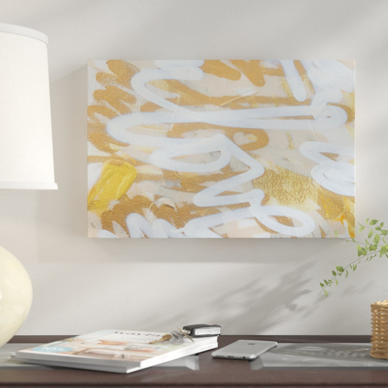 « gold love », impression sur toile, H 18 po x l 26 po x P 1,5 po, Toile avec cadre noir, Pas de tapis