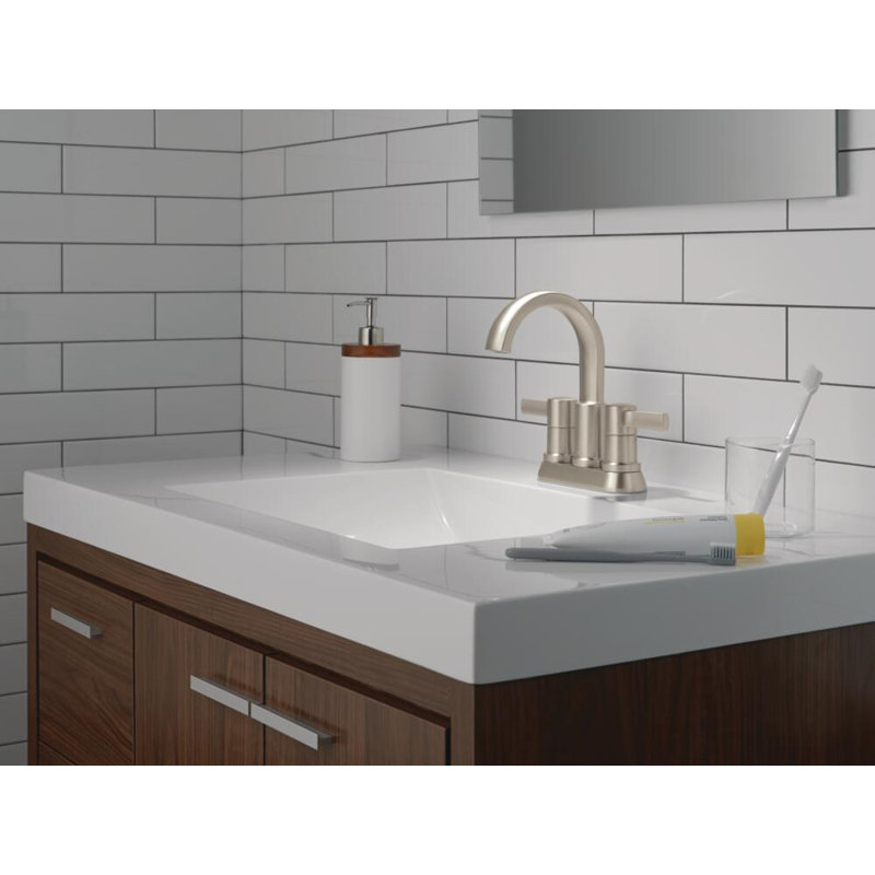 Two Handle Centerset Bathroom Faucet, Spotshield Brushed Nickel