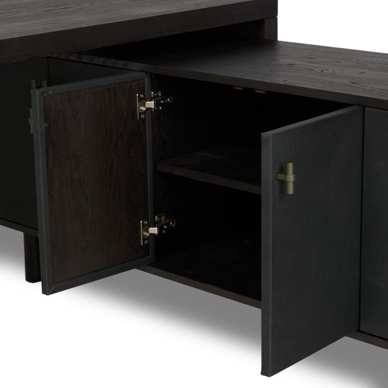 Posada L-Shaped Desk - Amber Oak Veneer, Worn Black Oak