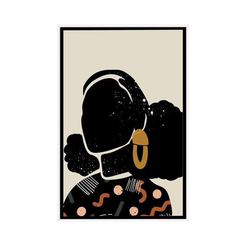 Black Hair IV - impression d'art graphique, Pas de tapis, H 26 po x l 18 po x 1,5 po, Toile blanche encadrée