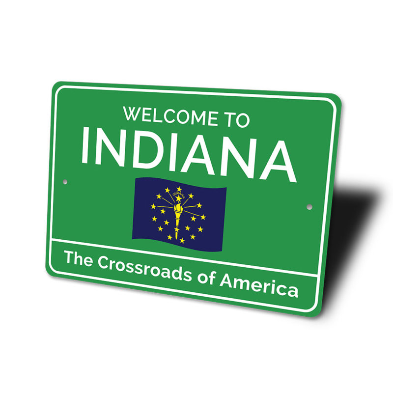 Plaque de bienvenue Indiana, H 12 po x l 18 po x P 0,06 po