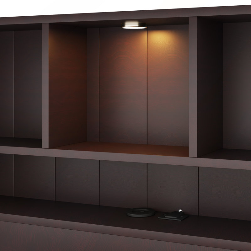 Lit plateforme en bois avec tête de lit bibliothèque, Simple, Espresso