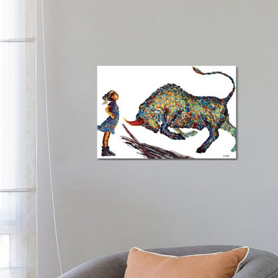 Fearless Girl And Bull by Viola Painting - Wrapped Canvas Gallery-Wrapped Canvas Giclée