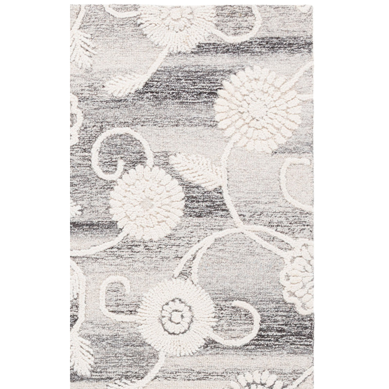 Metro Hand Tufted Wool;Cotton Damask Indoor Rug, 8'-0" X 10'-0" Rectangle